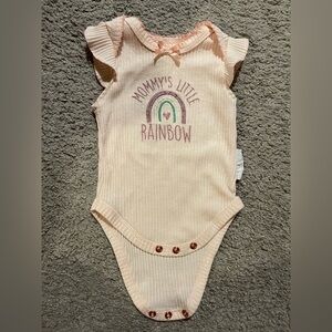 Tahari Blush Bodysuit with Rainbow Design